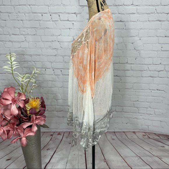 Sundance Dip Dyed Boho Sheer Long Sleeve Mesh Lace Kimono - Picture 5 of 12